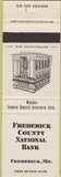 Matchbook Cover - Frederick County National Bank MD
