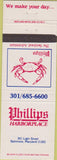 Matchbook Cover - Phillips Harbor Place Baltimore MD