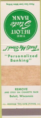 Matchbook Cover - Beloit State Bank WI WEAR
