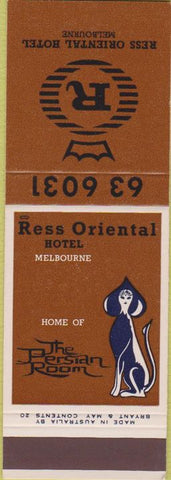 Matchbook Cover - Ress Oriental Hotel Persian Melbourne Australia girlie? SAMPLE