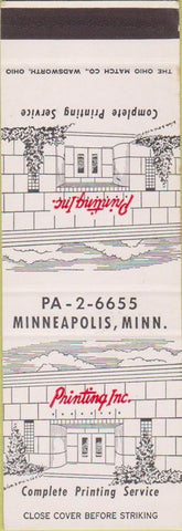 Matchbook Cover - Printing Inc Minneapolis MN SAMPLE