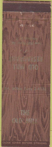 Matchbook Cover - Old Mill Restaurant Ardsley NY