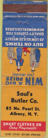 Matchbook Cover - Saul's Butler Co Albany NY credit clothing