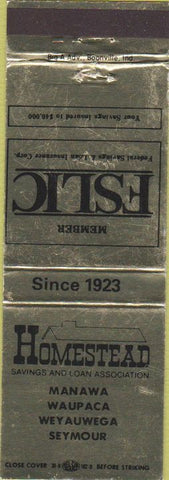 Matchbook Cover - Homestead Savings Loan Manawa Waupaca Weyauwega