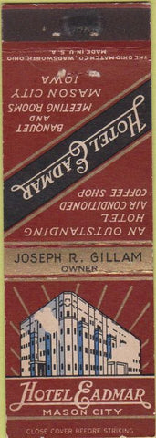 Matchbook Cover - Hotel Eadmar Mason City IS