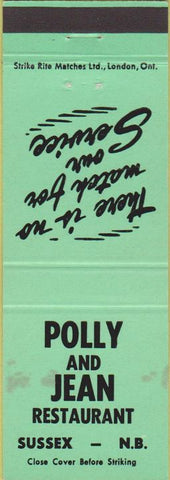 Matchbook Cover - Plly Jean Restaurant Sussex NB WEAR