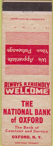 Matchbook Cover - National Bank of Oxford NY WEAR