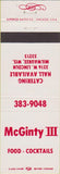 Matchbook Cover - McGinty III Milwaukee WI