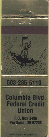 Matchbook Cover - Columbia Blvd Credit Union Portland OR