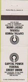 Matchbook Cover - Capital Power Credit Union Sacramento CA