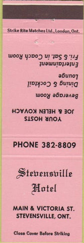 Matchbook Cover - Stevensville Hotel ON