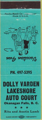 Matchbook Cover - Dolly Varden Lakeshort Auto Court Okanagan Falls BC
