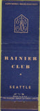 Matchbook Cover - Rainier Club Seattle WA