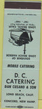 Matchbook Cover - DC Catering Long Beach CA Concord NH