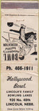 Matchbook Cover - Hollywood Bowling Lincoln NE POOR