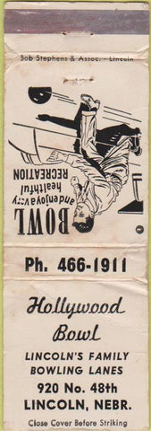 Matchbook Cover - Hollywood Bowling Lincoln NE POOR