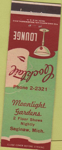 Matchbook Cover - Moonlight Gardens Saginaw MI