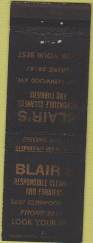 Matchbook Cover - Blair's Cleaners NO TOWN