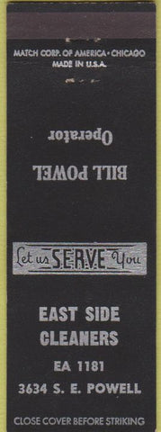 Matchbook Cover - East Side Cleaners NO TOWN