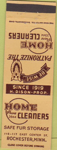 Matchbook Cover - Home Cleaners Rochester MN owl