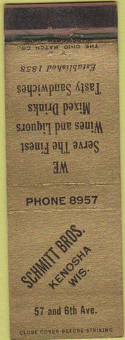 Matchbook Cover - Schmitt Bros Kenosha WI