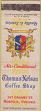 Matchbook Cover - Thomas Nelson Coffee Shop Norfolk VA WEAR