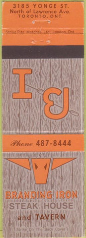 Matchbook Cover - Branding Iron Steak House Toronto ON