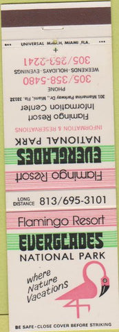 Matchbook Cover - Everglades National Park Miami FL Flamingo