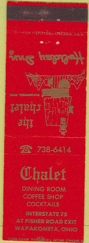 Matchbook Cover - Holiday Inn The Chalet Wapakoneta OH