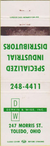 Matchbook Cover - Derkin Wise Toledo OH Industrial Distributors WEAR