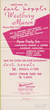 Matchbook Cover - Westbury Manor Restaurant Westbury LI NY 30 Strike