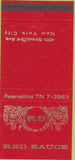 Matchbook Cover - Red Sauce New York City Italian Food 30 Strike
