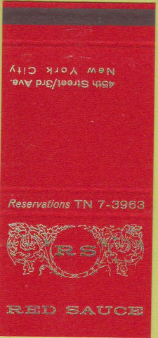 Matchbook Cover - Red Sauce New York City Italian Food 30 Strike