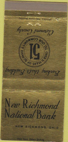 Matchbook Cover - New Richmond Bank OH 30 Strike