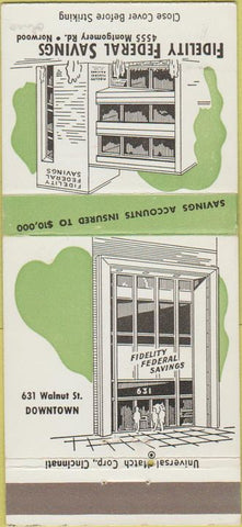 Matchbook Cover - Fidelity Federal Savings Norwood OH 30 Strike