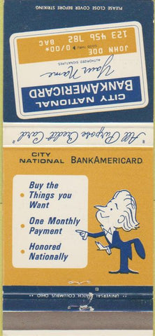 Matchbook Cover - City National Americard credit card Coulumbus OH 30 Strike