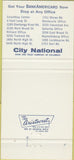 Matchbook Cover - City National Americard credit card Coulumbus OH 30 Strike