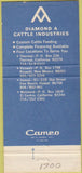 Matchbook Cover - Diamond A Cattle feeding Thermal CA Roswell NM 30 Strike