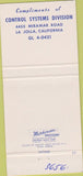 Matchbook Cover - Daystrom La Jolla CA control systems 30 Strike