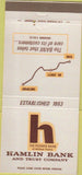 Matchbook Cover - Hamlin Bank Trust Smethport Mount Jewett Kane PA 30 Strike