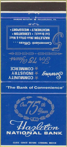 Matchbook Cover - Hazleton National Bank PA Lehighton Weissport 30 Strike