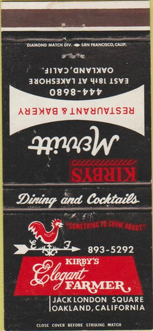 Matchbook Cover - Elegant Farmer Oakland CA Jack London Square 30 Strike
