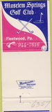 Matchbook Cover - Soselem Springs golf Club Fleetwood PA 30 Strike