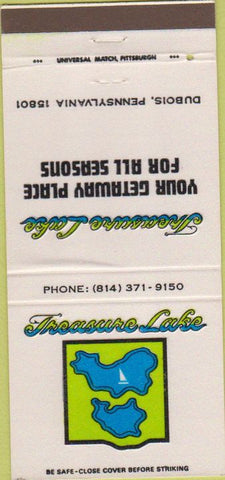Matchbook Cover - Treasure Lake Dubois PA 30 Strike