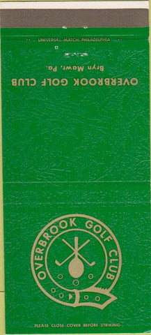 Matchbook Cover - Overbrook Golf Club Bryn Mawr PA 30 Strike