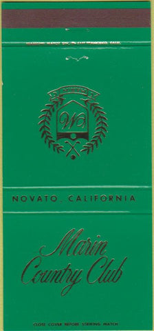 Matchbook Cover - Marin Country Club Novato CA 30 Strike