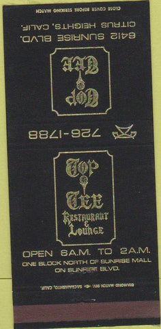Matchbook Cover - Top Tee Restaurant Citrus Heights CA 30 Strike