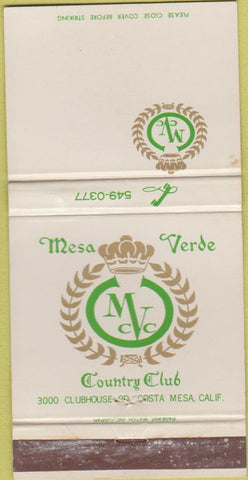 Matchbook Cover - Mesa Verde Country Club Costa Mesa CA WEAR 30 Strike