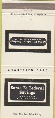 Matchbook Cover - Santa Fe Federal Savings San Bernardino CA 30 Strike