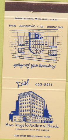 Matchbook Cover - San Angelo National Bank TX 30 Strike